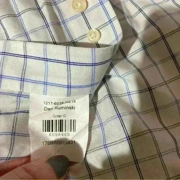 BROOKS BROTHERS MAKERS COTTON NON IRON DRESS SHIRT  White & Blue Stripe 2XL - Picture 7 of 9